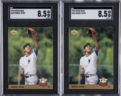 1993 Upper Deck #449 Derek Jeter Rookie Card Collection - Nine Total Including (2) NM-MT+ Graded Examples